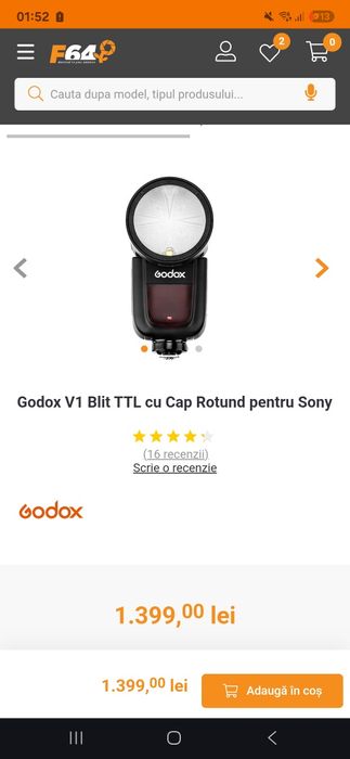 Godox V1 Blit TTL cu Cap Rotund pentru Sony ca NOU!