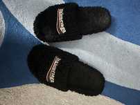 Balenciaga Fur Slides / Slapi / Papuci