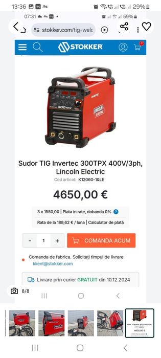 Lincoln Electric 300 TPX Aparat sudura/invertor TIG/WiG
Invertor TIG /