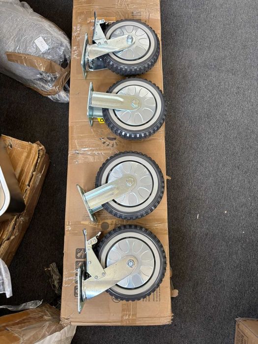 Set 4 roți 20cm, pivotante 360°, 2 cu frână, poliuretan