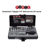 Комплект Гедоре 1/4" къси и дълги вложки 4-13мм 24 части FORCE 2253