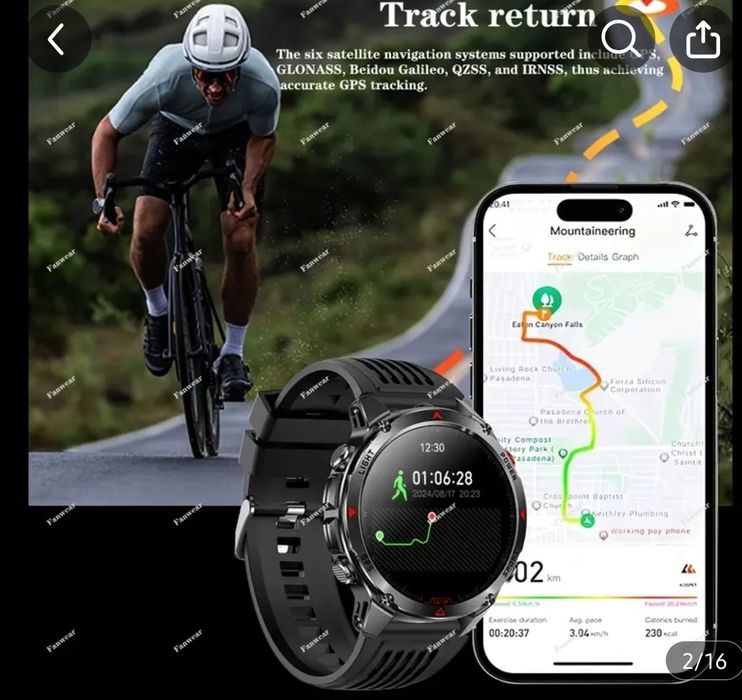 Smartwach, cu Gps, rezistent la apa, altimetru