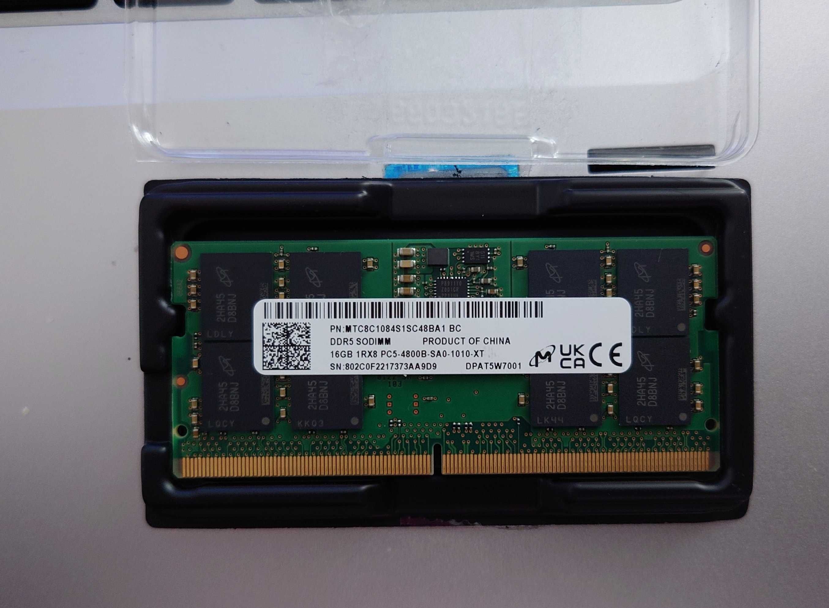 1 plăcuță DDR5 16GB 4800MHz Micron