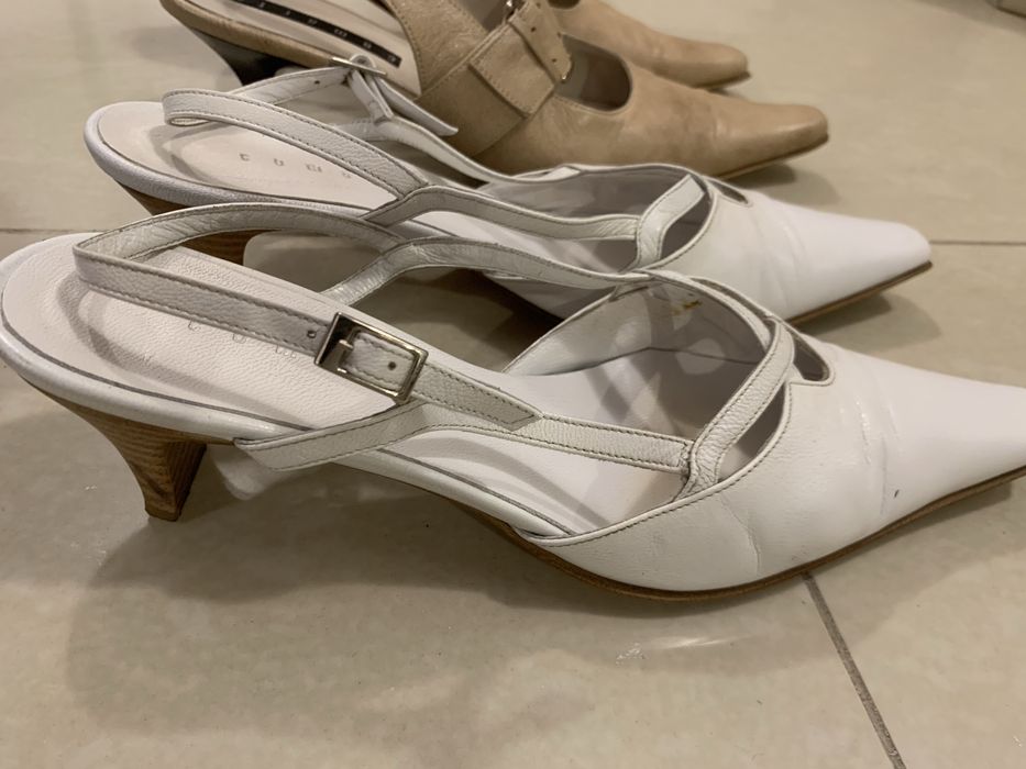 Vand sandale alb, bej, rosu, vintage, nr 39, piele naturala