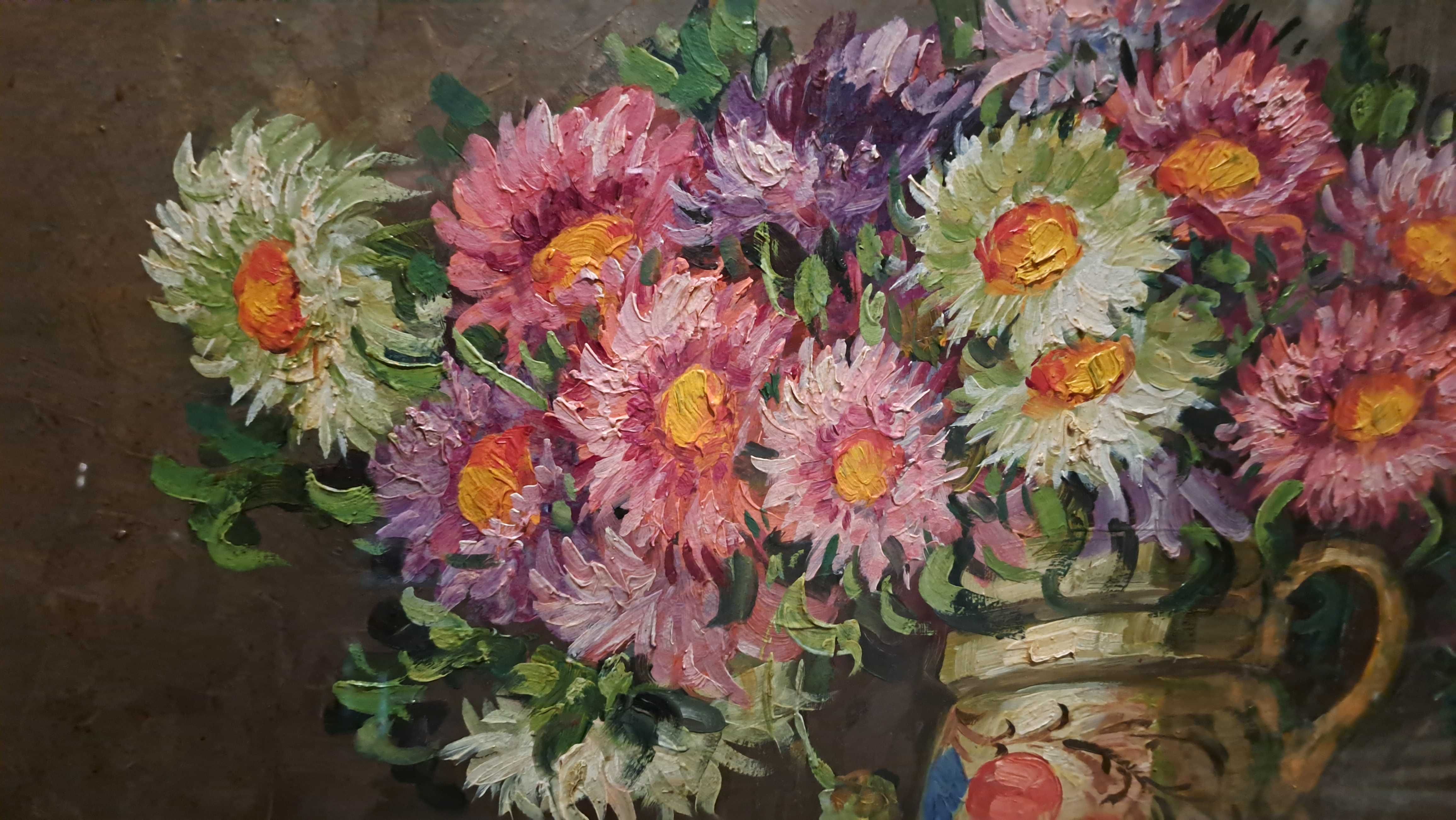 Tablou vechi Ulcica cu flori 82/67 V.Stupariu