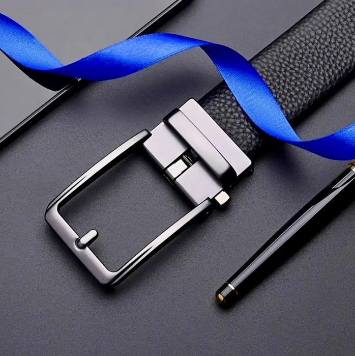 Официален Класически Мъжки колан с автоматична катарама/Черна ест.кожа