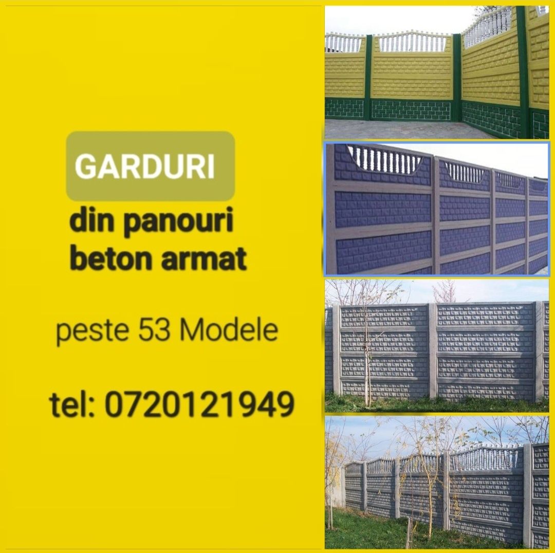 Garduri panouri beton armat.Livrare rapida.Montaj la cerere.
