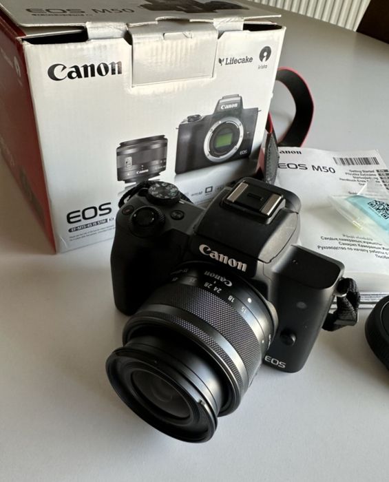 Canon EOS M50 Mirrorless + Obiectiv 15-45mm IS STM, 24.1MP, 4K, Wi-Fi