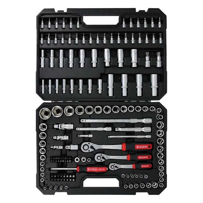 ПРОМОЦИЯ!Комплект гедоре 1/4''3/8''1/2'' 154 части Red Stripe WURTH