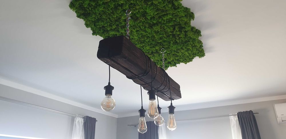 Candelabru industrial, >110 ani, Shou Sugi Ban (lemn ars)