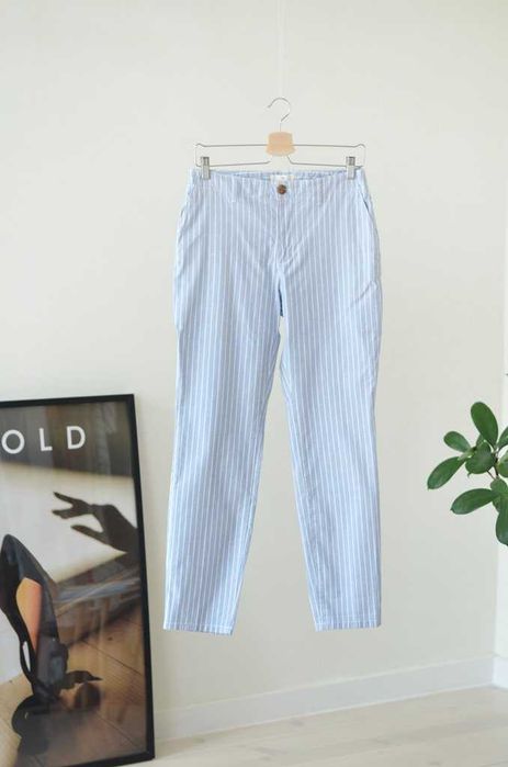 H&M страхотен раиран панталон с висока талия от 100% памук