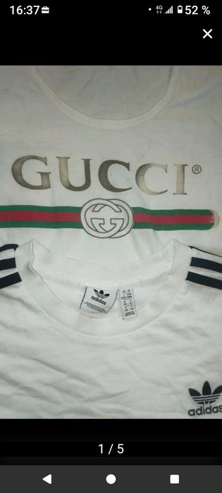 Tricouri bumbac Gucci și Adidas