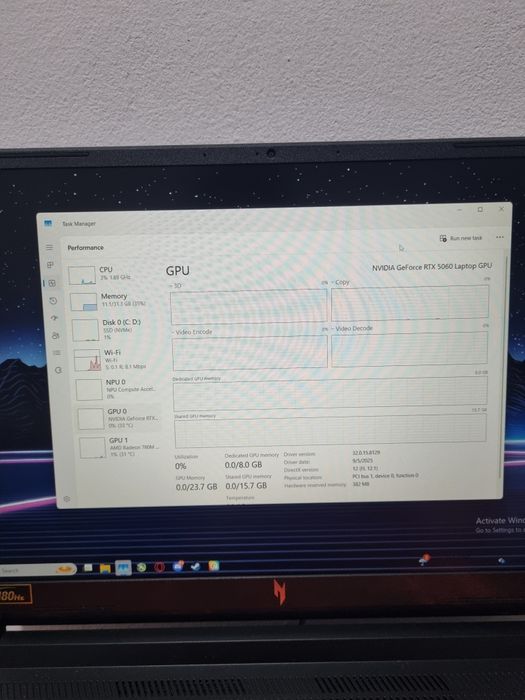 Геймърски лаптоп acer nitro v16 rtx5060 ryzen 7 260 32gb ram