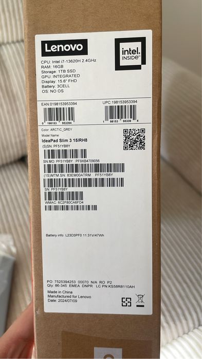 Lenovo IdeaPad Slim 3 i7-13620H 2.4GHz ,16 GB RAM, 1Tb SSD