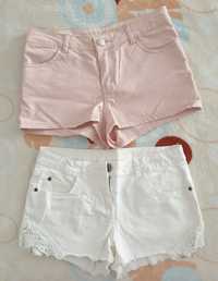 Pantaloni scurti denim xxs-xs 34 H&M alb roz