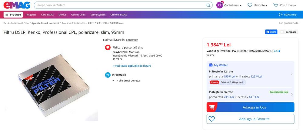 Filtru polarizare KENKO Profesional CPL 95mm