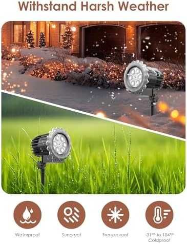 Нов Водоустойчив коледен проектор със снежинки и празнични мотиви двор