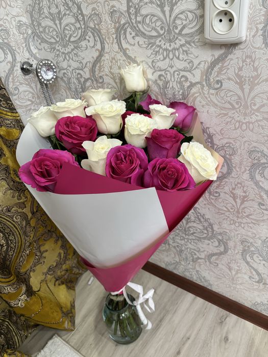 Свежие голландские розы!21 штук.город Шымкент