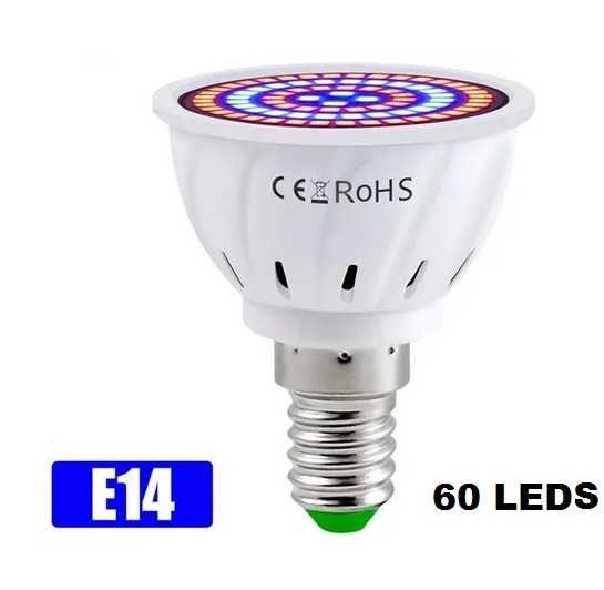 Bec cu LED-uri pentru plante de interior spectru roșu și albastru E14