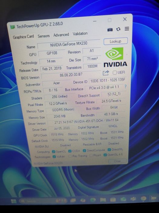 Acer aspire 3 model N19C2 /i7 gen 10 video dedicat 2 gb