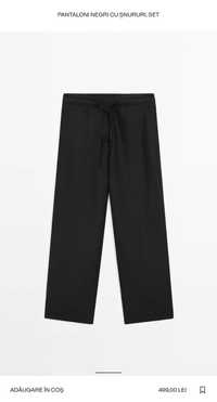 Pantaloni Massimo Dutti, negri, cu snur