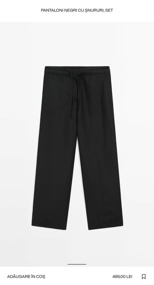 Pantaloni Massimo Dutti, negri, cu snur