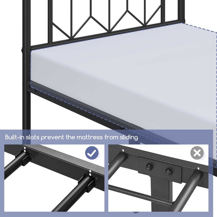 Cadru Pat Metalic Modern Single 90x200 cm |S 615152 Black(90x200cm)