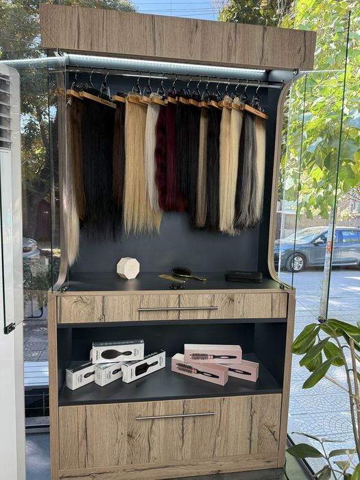 Фризьорски Шкаф за екстеншъни и шкаф с чекмеджета