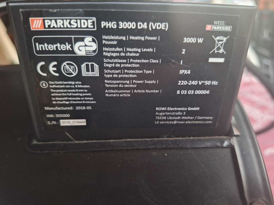 Aeroterma Parkside 3 kw