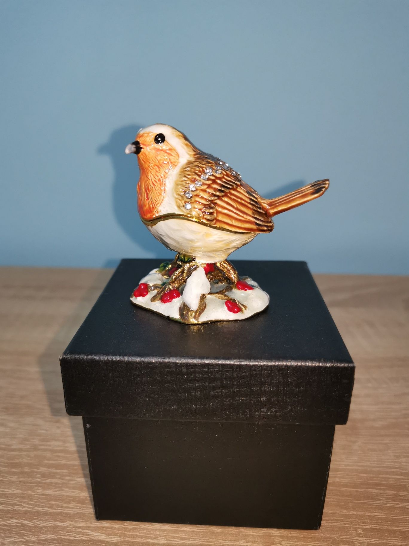 Treasured Trinkets солидна емайлирана метална кутия за бижута птица