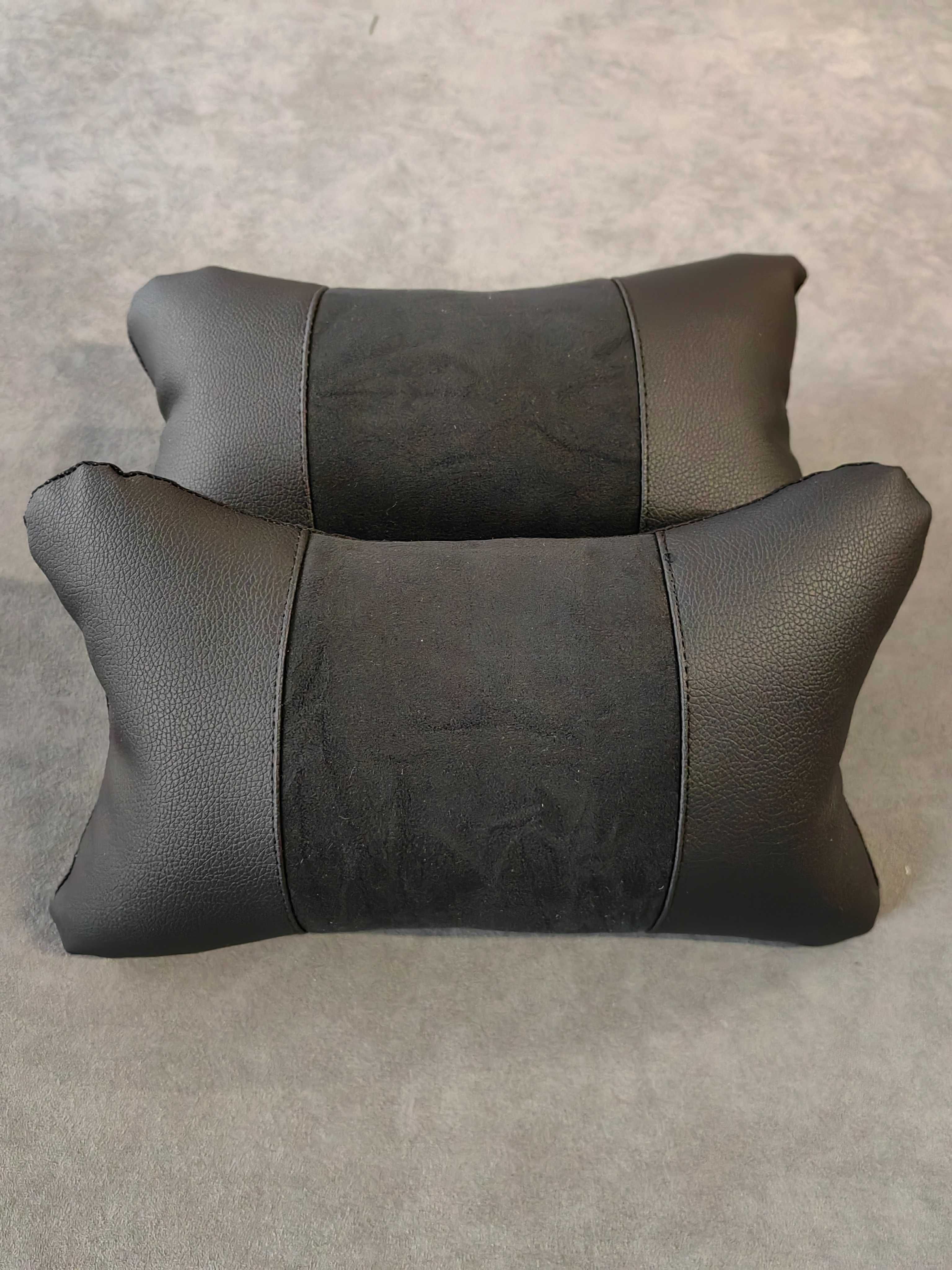 Възглавници за автомоб. седалка / Алкантара и Кожа/ черно с черен шев
