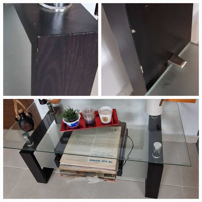 Masa jysk  cu sticla - NYBORG 60x110 oțel/sticlă