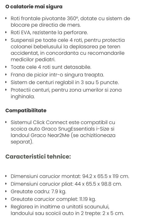 Cărucior GRACO near2me eclipse bleumarine în stare excelentă