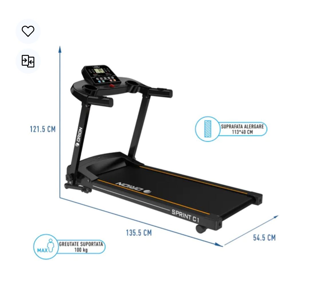 Banda de alergat electrica Orion Sprint C1, viteza maxima 12 km/h, gre