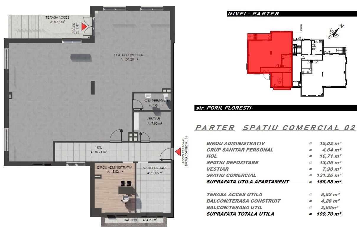 Vand spatiu comercial 199 mp central Floresti