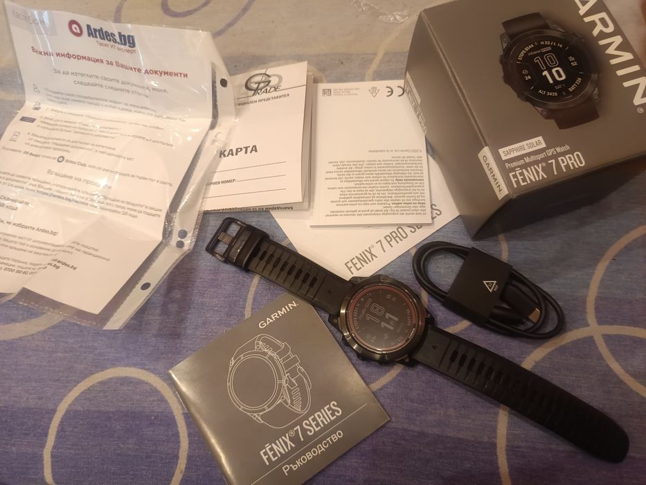 Garmin Fenix 7 Pro Sapphire Solar, 47 мм, черен