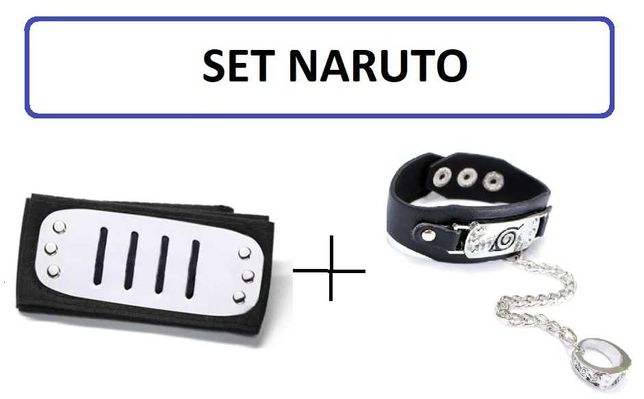 Set 2 accesorii Naruto: Bandana + Bratara cu Inel Naruto Anime Cosplay