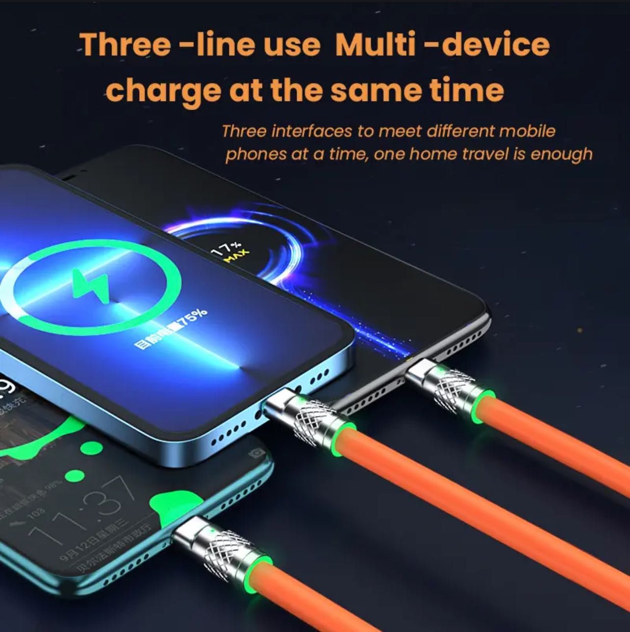 кабель для зарядки 3в1 Samsung apple и тд
