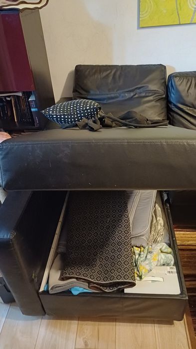 Coltar Friheten Ikea cu spatiu de depozitare, piele ecologica