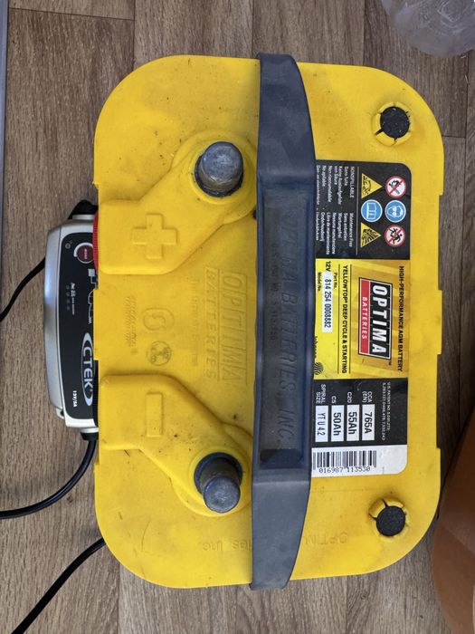 Продавам акумулатор OPTIMA Yellow Top YT U4.2 55 AH + зарядно Ctek 5.0