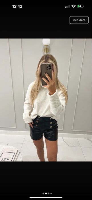 Pantaloni scurti piele Zara