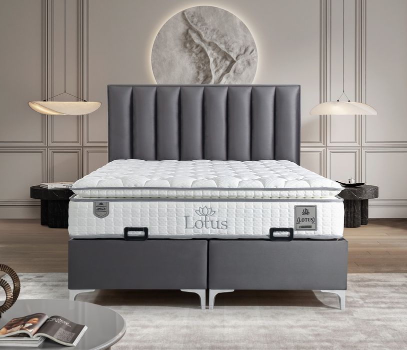 Тапицирано легло Lotus Uyku Dunyasi Сиво