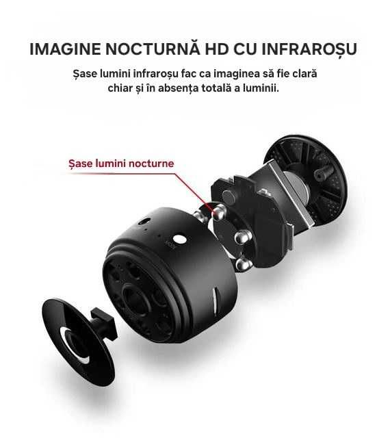 Cameră de supraveghere mini. Magnetică. WiFi-Hotspot-HD. Rotație 360