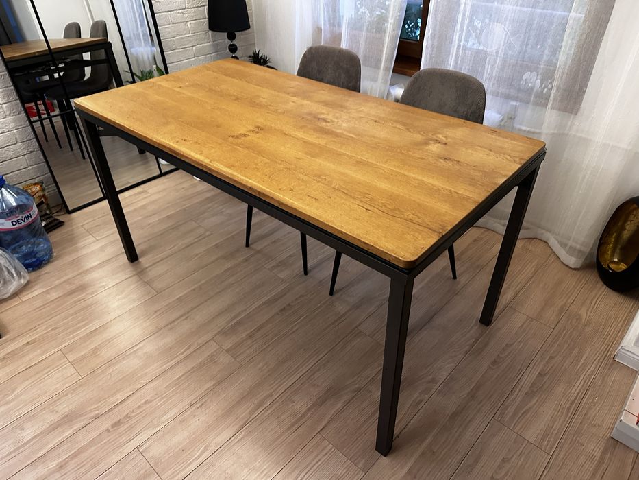 Трапезна маса IKEA с два плота – стъклен и дървен, 150х77х75 см
