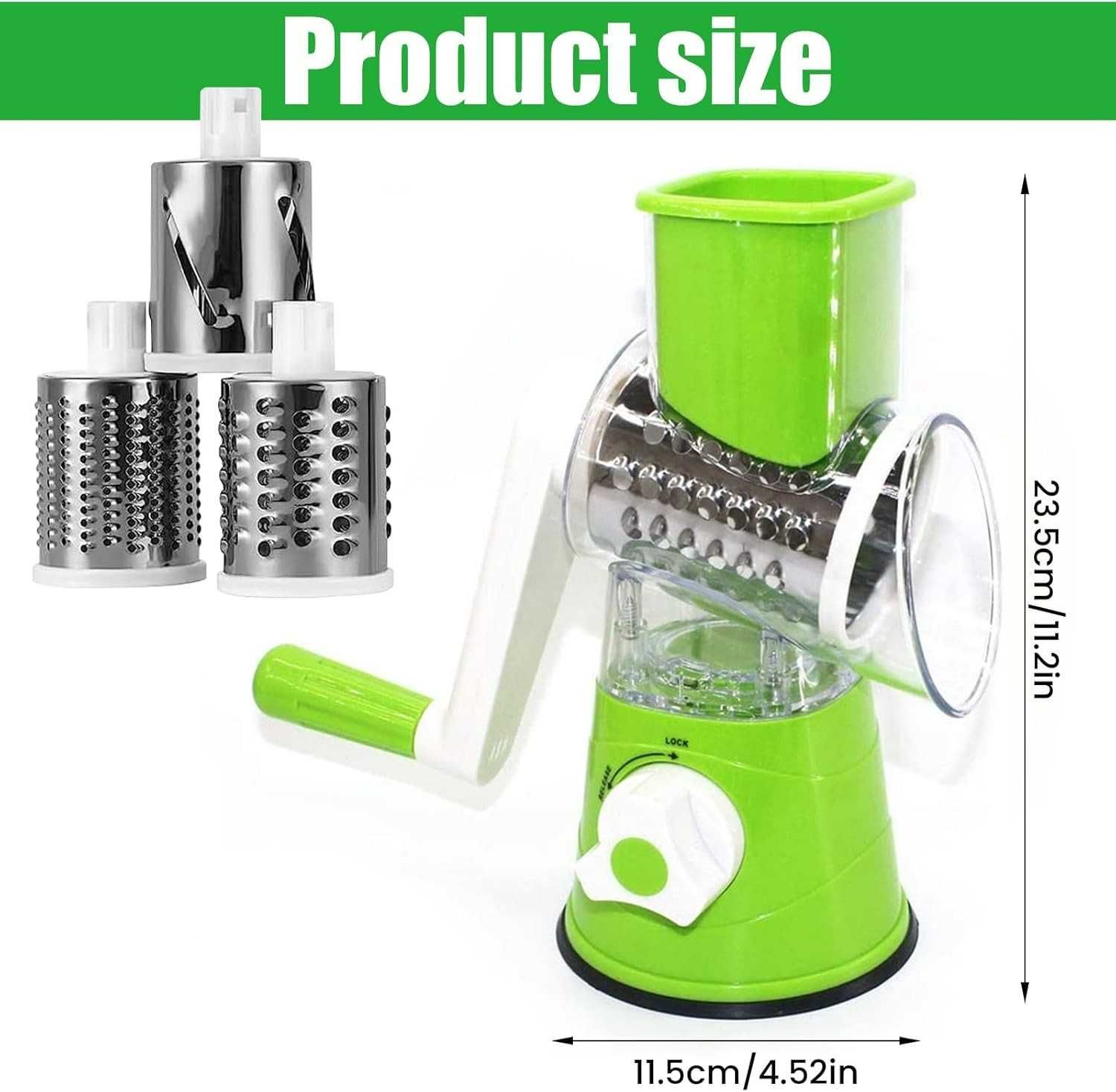 Feliator manual 3-in-1 cu manivela si 3 lame interschimbabile din inox