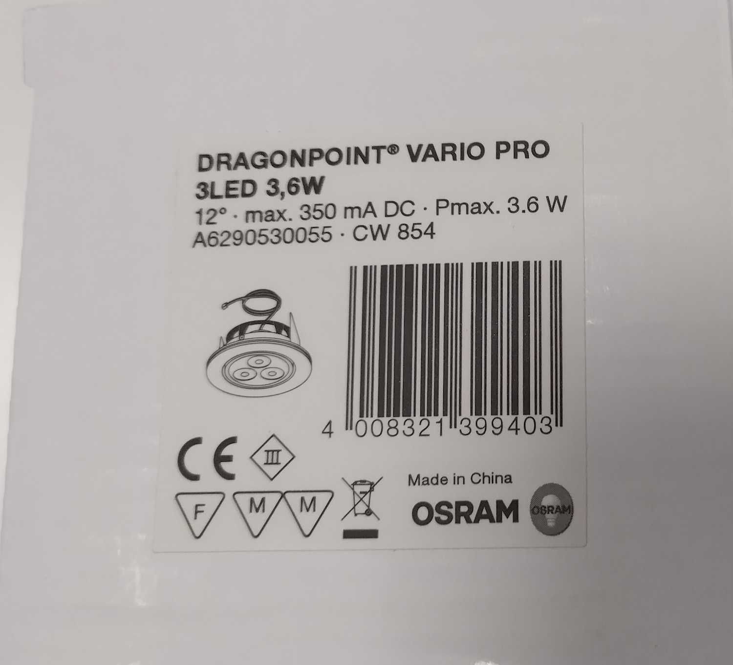 Spot incastrabil LED Osram DragonPoint Vario Pro 3LED, 3.6W