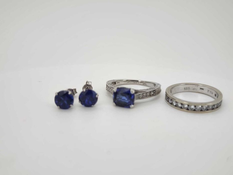 Set aur 14k cu Lab safire si zirconii 8gr