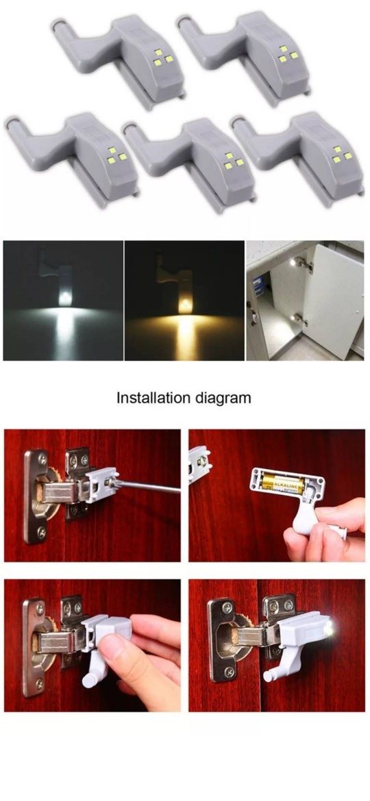 Лампа светильник фонарик в шкаф комод гардероб ящик тумбочку подсветка
