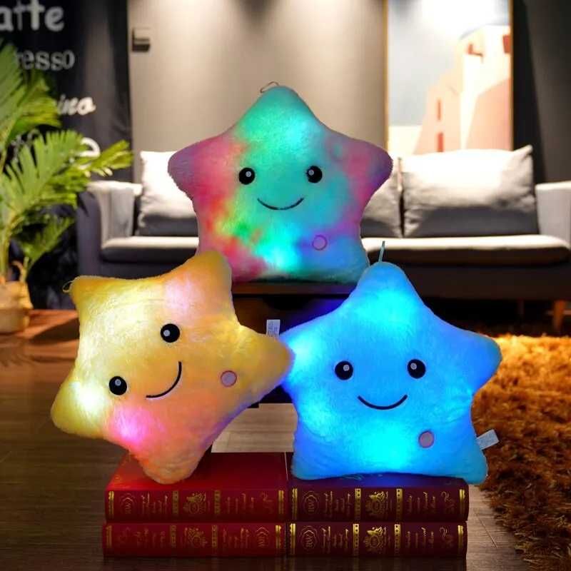 Pluș Stea cu lumini LED multicolore. Buton ON/OFF. Marshmellow. 44cm