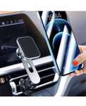 Suport Telefon Grila Auto Metalic Negru cu Placuta Magnetica Inclusa